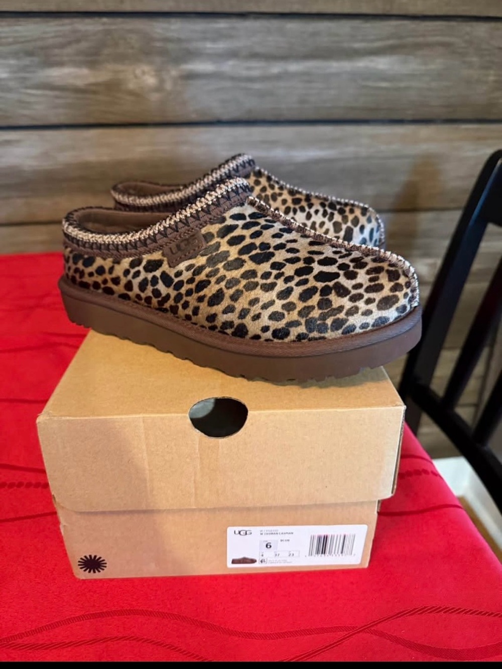 UGG Leopard Print Clog Mule in Brown